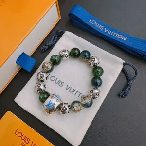 LV multi-element agate Thai silver style bracelet
